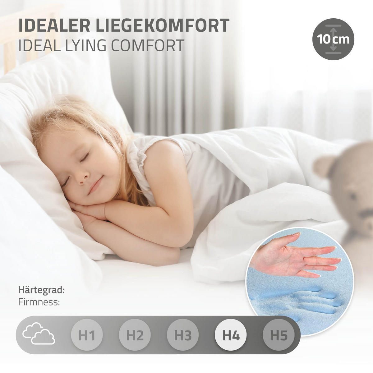 HOLZBETT 90x200 cm Natur Kiefernholz mit Lattenrost und Matratze H10cm - Naturfarben, Holz/Textil (90/200cm) - ML-DESIGN