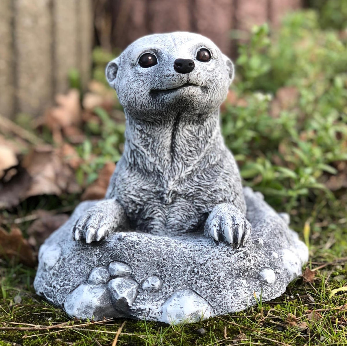 STEINFIGUR Erdmännchen im Hügel, massiver Steinguss, Frostfest - Grau, Stein (18/16/18cm) - stoneandstyle