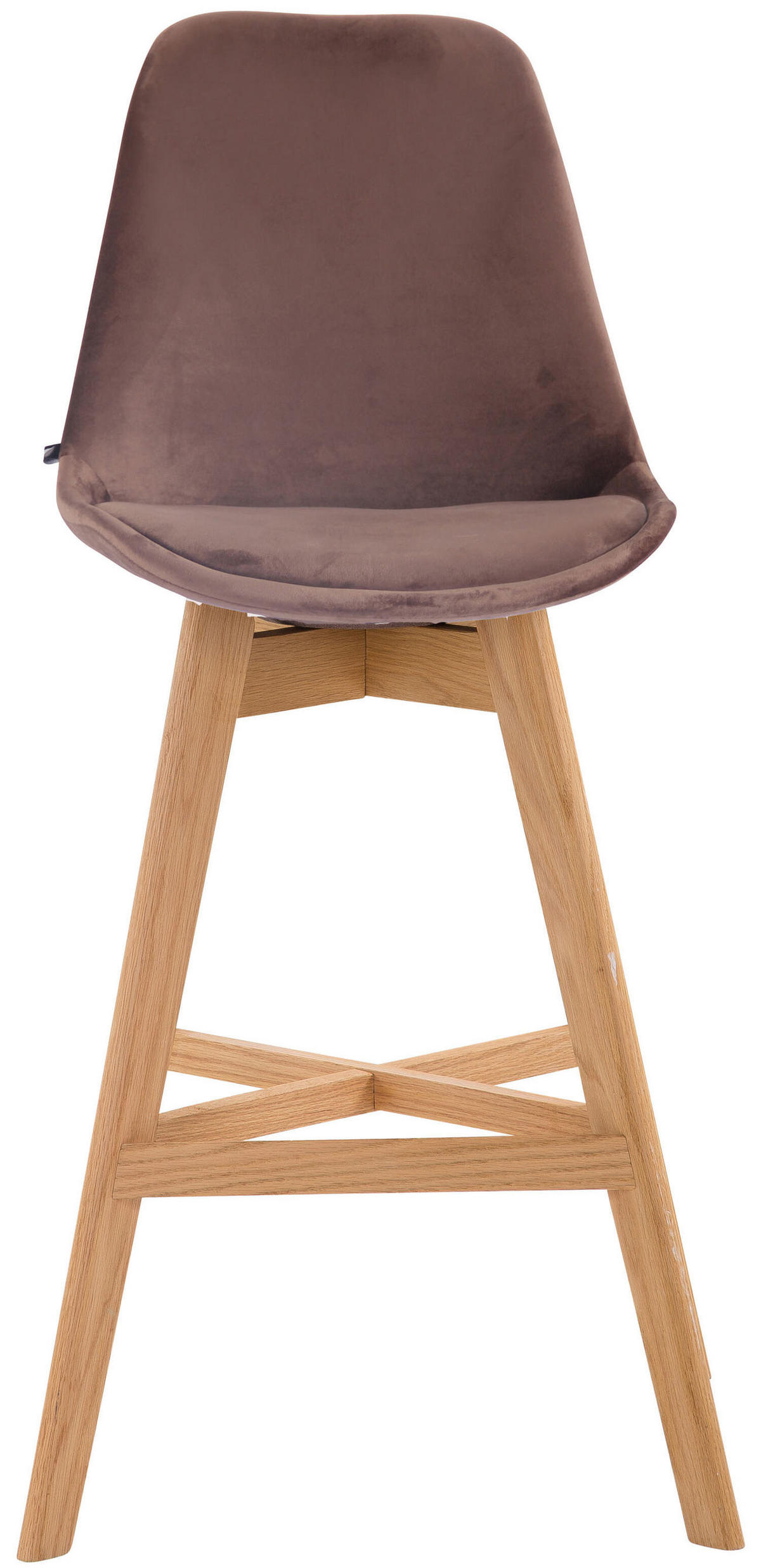 BARHOCKER Canada, 2er Set, Gestell natura, Samt Braun - Braun/Naturfarben, Holz/Textil (48/100/56cm) - TPFLiving
