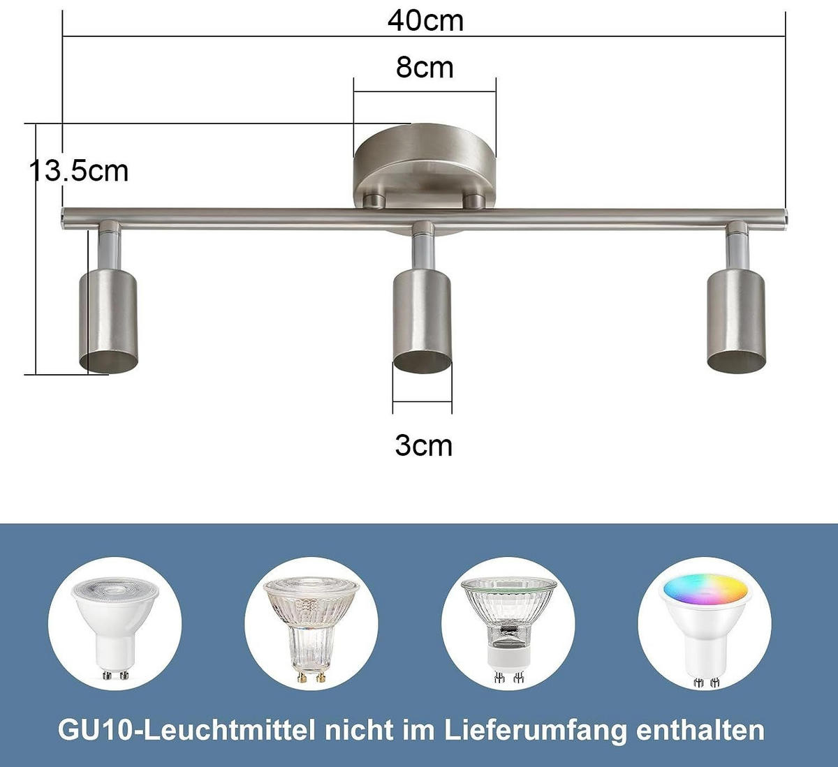STRAHLER Max 40/8/14 cm - Silberfarben, Metall (40/8/14cm) - Nettlife