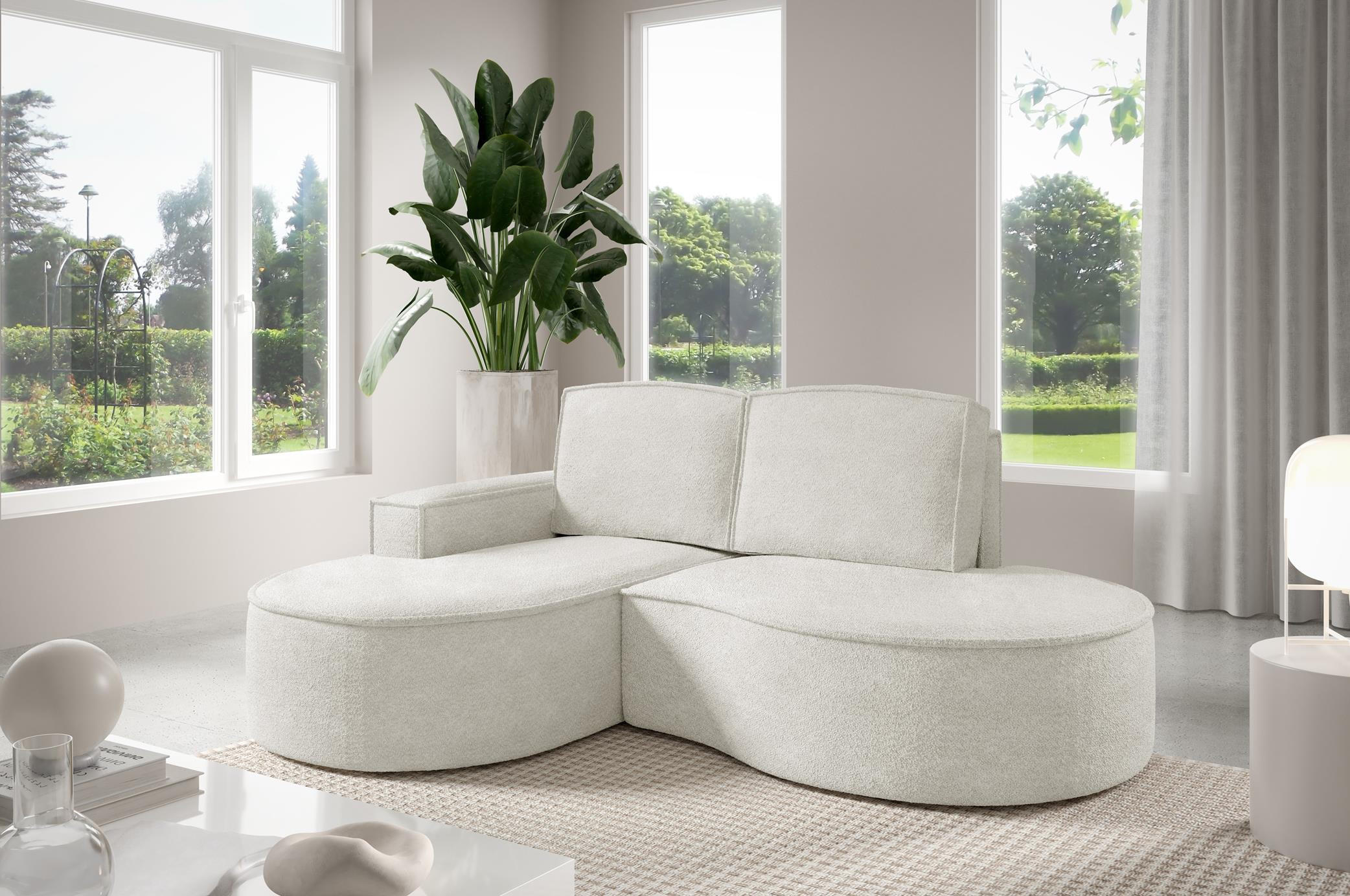 Thumbnail - Bettso Ecksofa, Weiß, Holzwerkstoff, Textil, Ottomane links, L-Form, 210x157 cm, Wohnzimmer, Sofas & Couches, Wohnlandsc...
