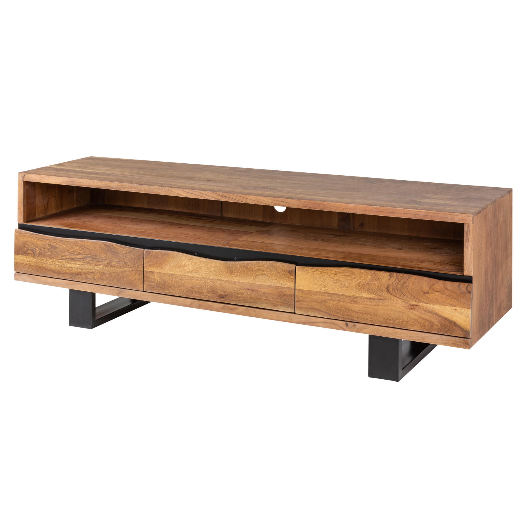 TV-LOWBOARD MAMMUT Akazie 160cm - Schwarz/Braun, Holz/Metall (160/50/41cm) - riess-ambiente