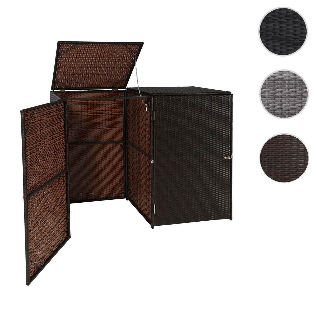 MÜLLTONNENBOX 2er HxBxT 176x130x131cm Poly-Rattan 2x120l Braun - Braun, Kunststoff (130/176/131cm) - PROREGAL