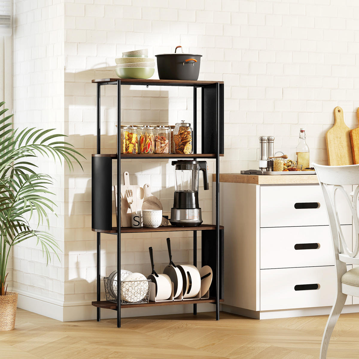 STANDREGAL DE-09391 4-stufig mit geschwungenem Design Braun - Braun, Metall (30/141/80cm) - ComfortXL