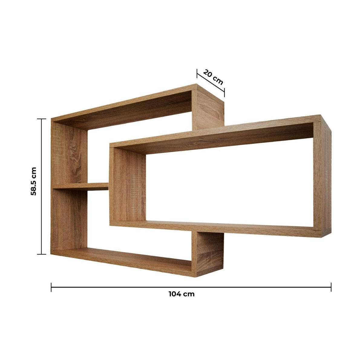 SCHWEBEREGAL KARO Dunkelbraun - Braun, Holzwerkstoff (20/59/104cm) - Mein-Regal