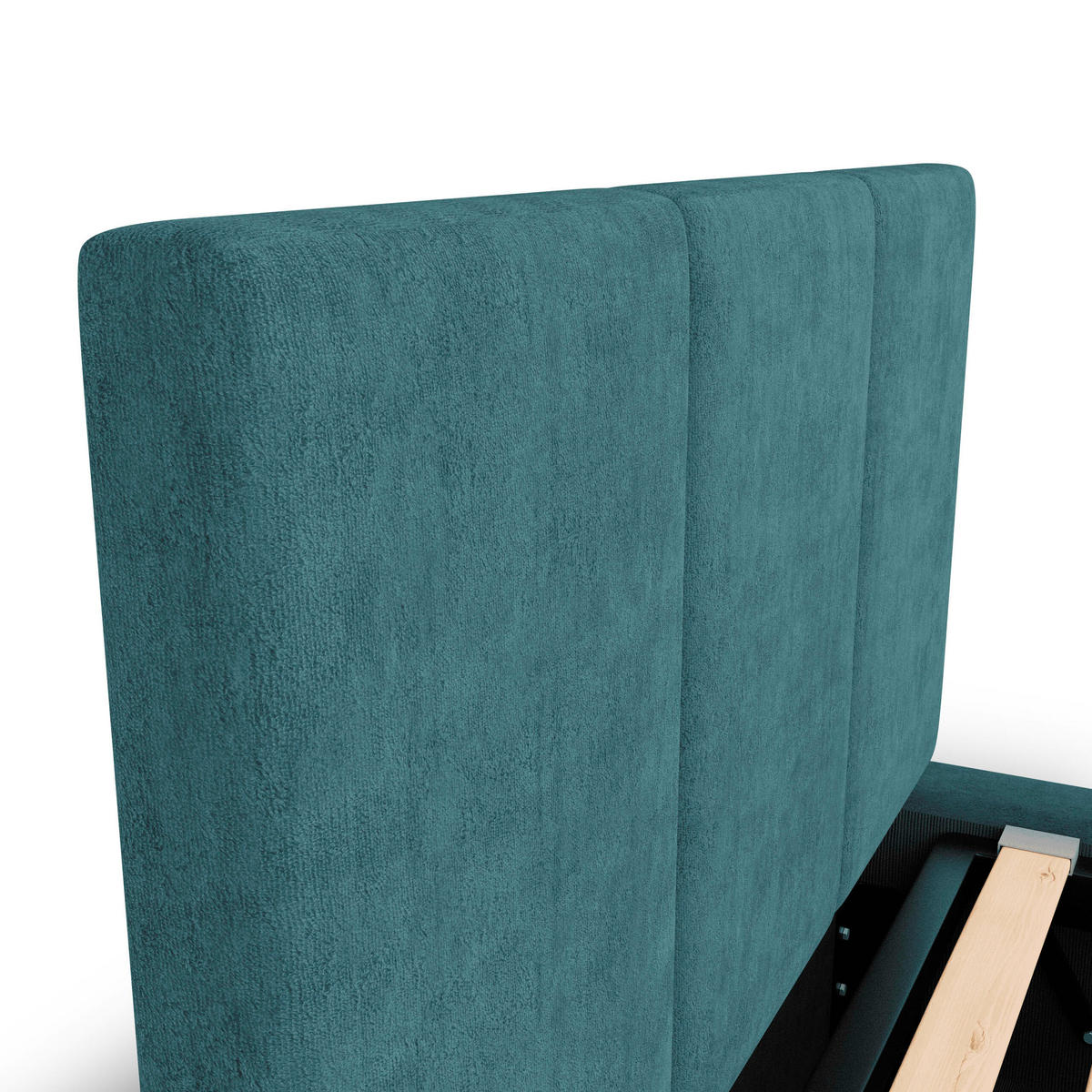 POLSTERBETT für Schlafzimmer Bett mit Stauraum Meerfarbe 90x200cm Kopfteil 110cm - Blau, Holzwerkstoff/Metall (90/200cm) - Muralo