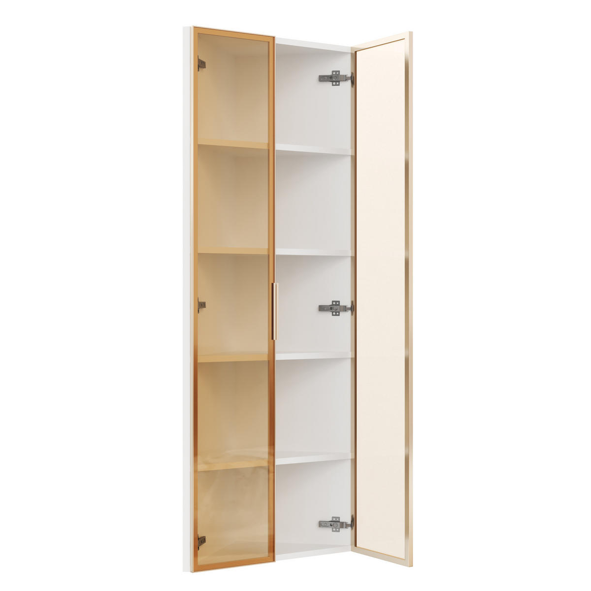 HIGHBOARD 62/35/160 cm in Weiß mit LED-Beleuchtung und Sicherheitsglas - Weiß, Holzwerkstoff (62/160/35cm) - Flora Grace