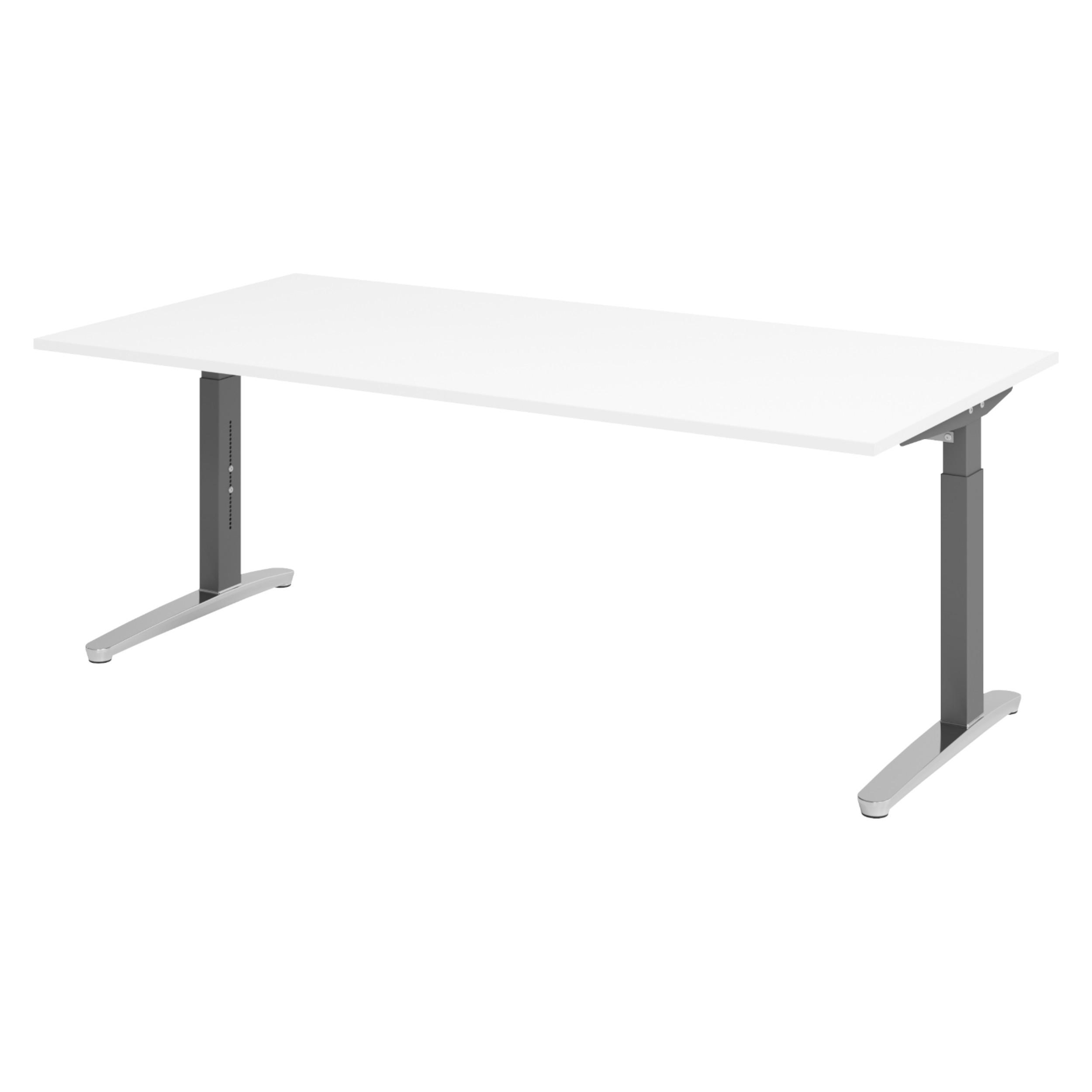 SCHREIBTISCH Serie-XB 100/200/74 cm in Weiß/Graphitfarben/Alu poliert - Graphitfarben/Weiß, Holzwerkstoff (100/200/74cm) - bümö