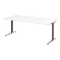SCHREIBTISCH Serie-XB 100/200/74 cm in Weiß/Graphitfarben/Alu poliert - Graphitfarben/Weiß, Holzwerkstoff (100/200/74cm) - bümö