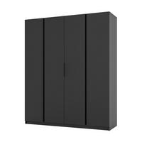 KLEIDERSCHRANK Nehir Schwarz 200 cm - 4T Modern - Schwarz, Holzwerkstoff/Kunststoff (200/239/61.9cm) - AX Living