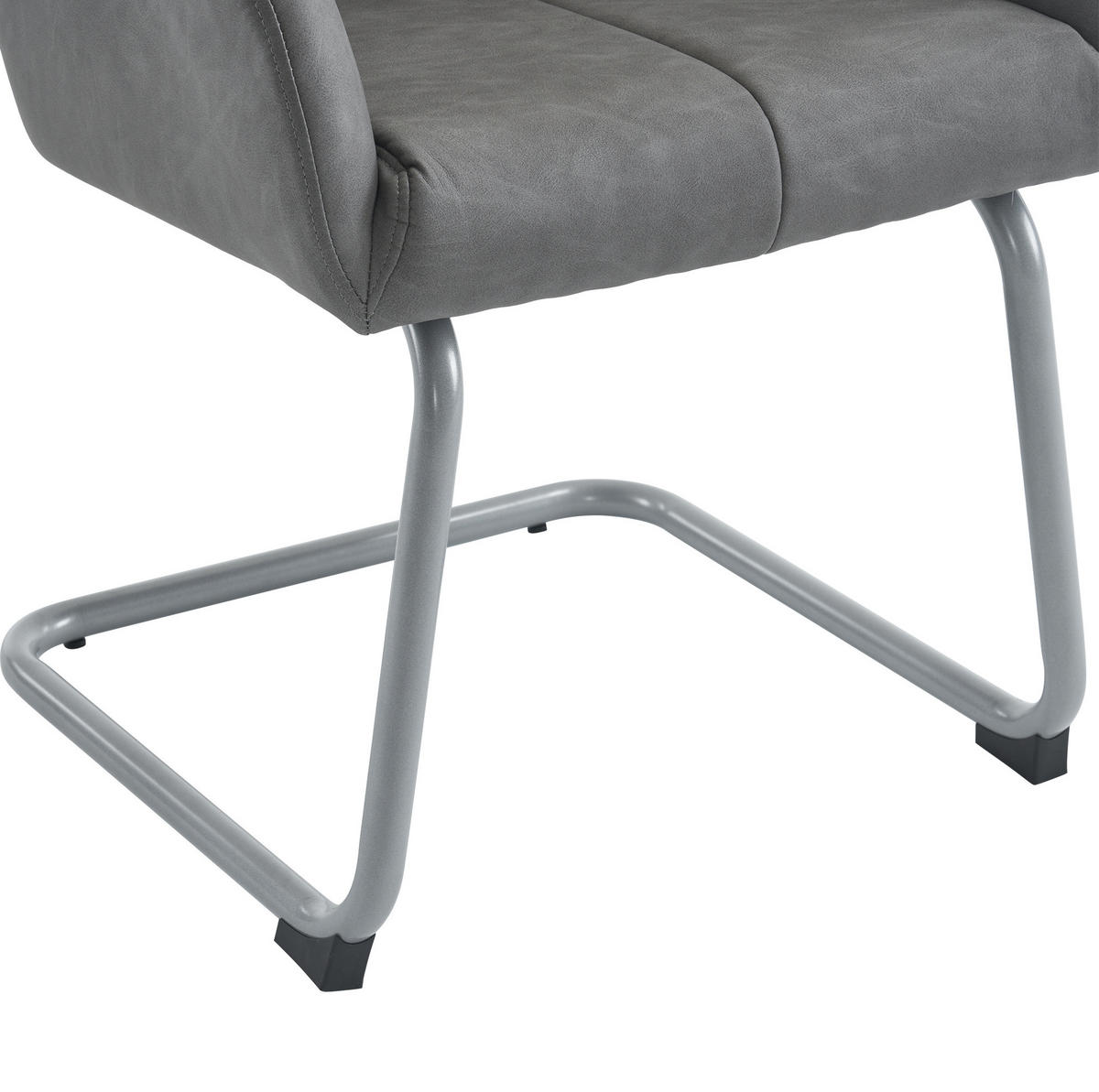 ESSZIMMERSTUHL mit Armlehnen Leder Gray 6er-Set - Grau, Metall (45/86/51.2cm) - Meubliv
