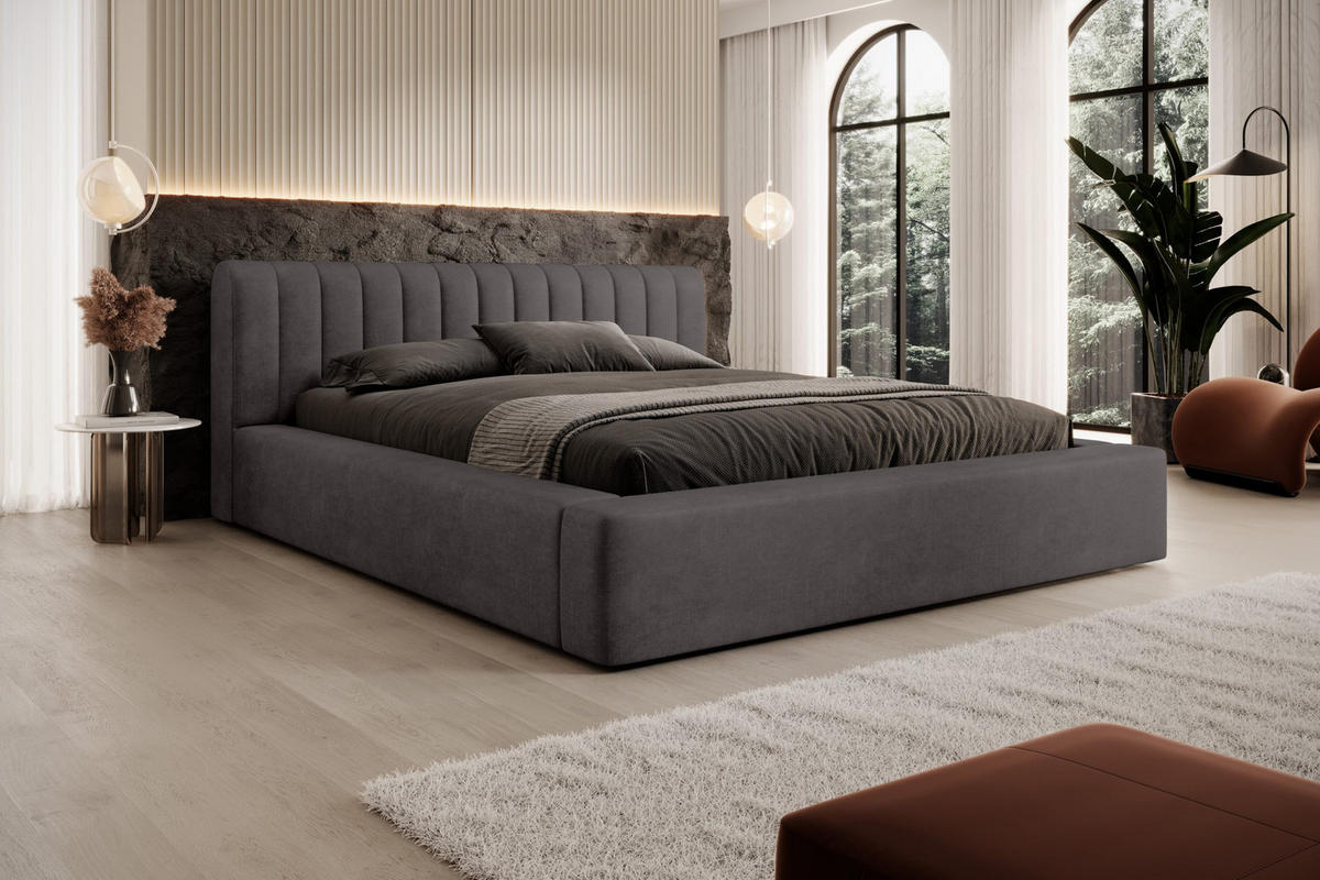 POLSTERBETT aus Polyester Vurmat 140x200 cm, Athracite - Anthrazit, Textil (140/200cm) - Fedve