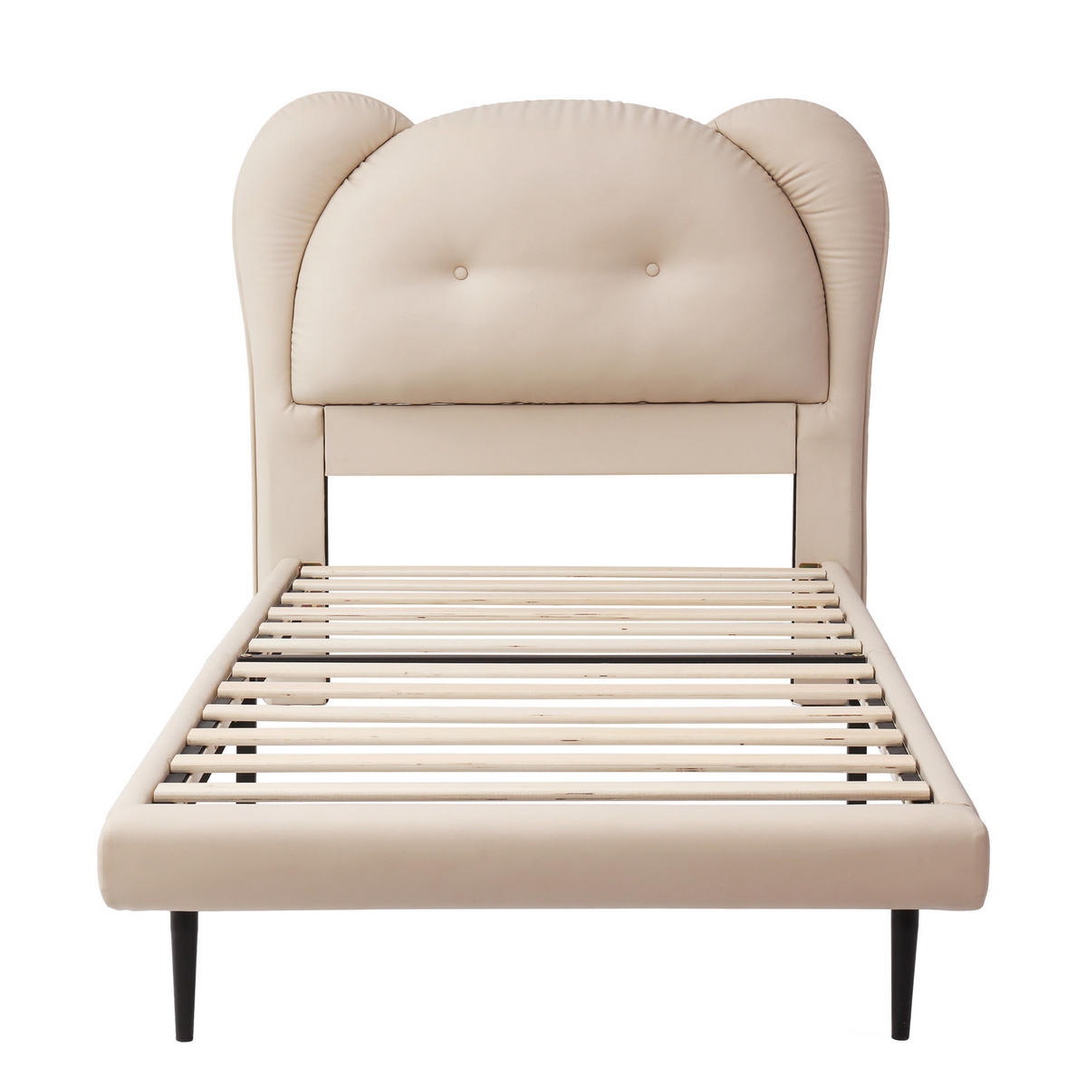 KINDERBETT 90/200 cm DE-02294, in Beige, mit tierförmigem Kopfteil - Beige, Holzwerkstoff (90/200cm) - ComfortXL