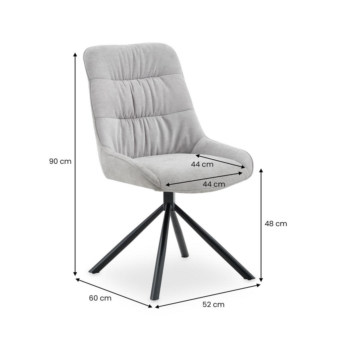 ESSZIMMERSTÜHLE LIBRA 2er-Set grau - Grau, Textil (50/90/60cm) - IDIMEX
