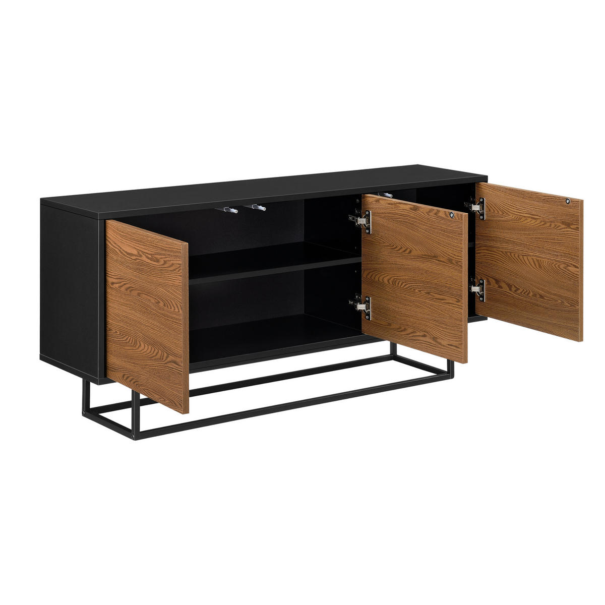 SIDEBOARD Boxholm - Dunkelbraun/Schwarz, Holzwerkstoff/Metall (120/55/30cm) - [en.casa]