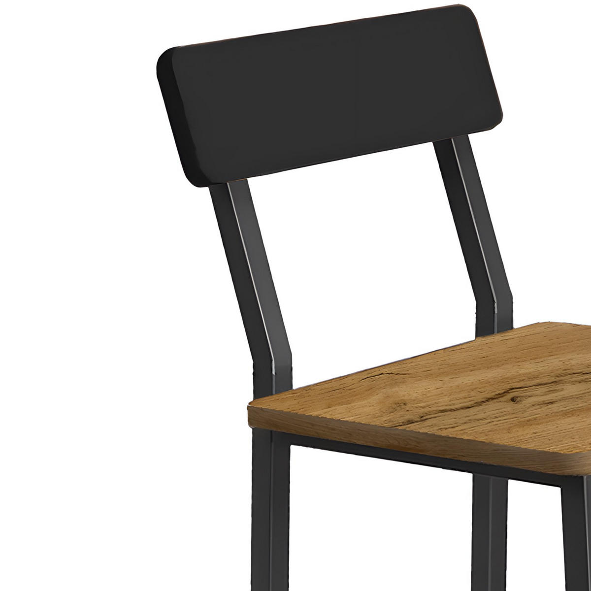 BARHOCKER 2er-Set mit Lehne Metall Holzoptik Erle Schwarz 40/30/90 cm - Dunkelbraun/Erlefarben, Holzwerkstoff (30/90/40cm) - Begryf