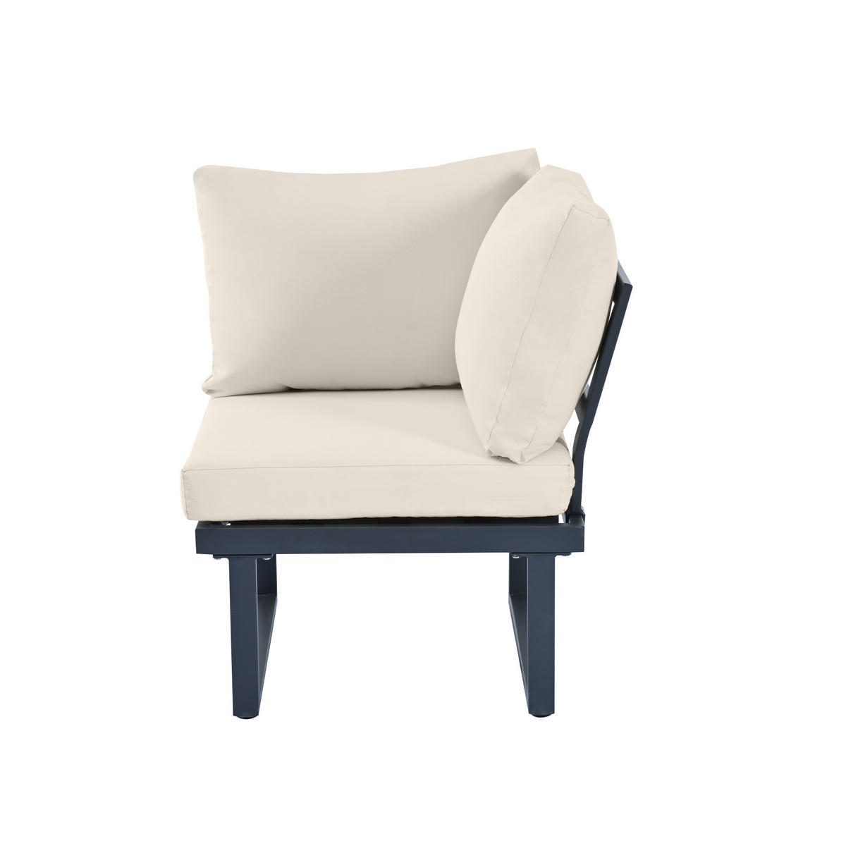 GARTENSET 189x189x65cm beige aus Stahl mit Teak-Imit, verstellbar - Beige, Textil - Modfu