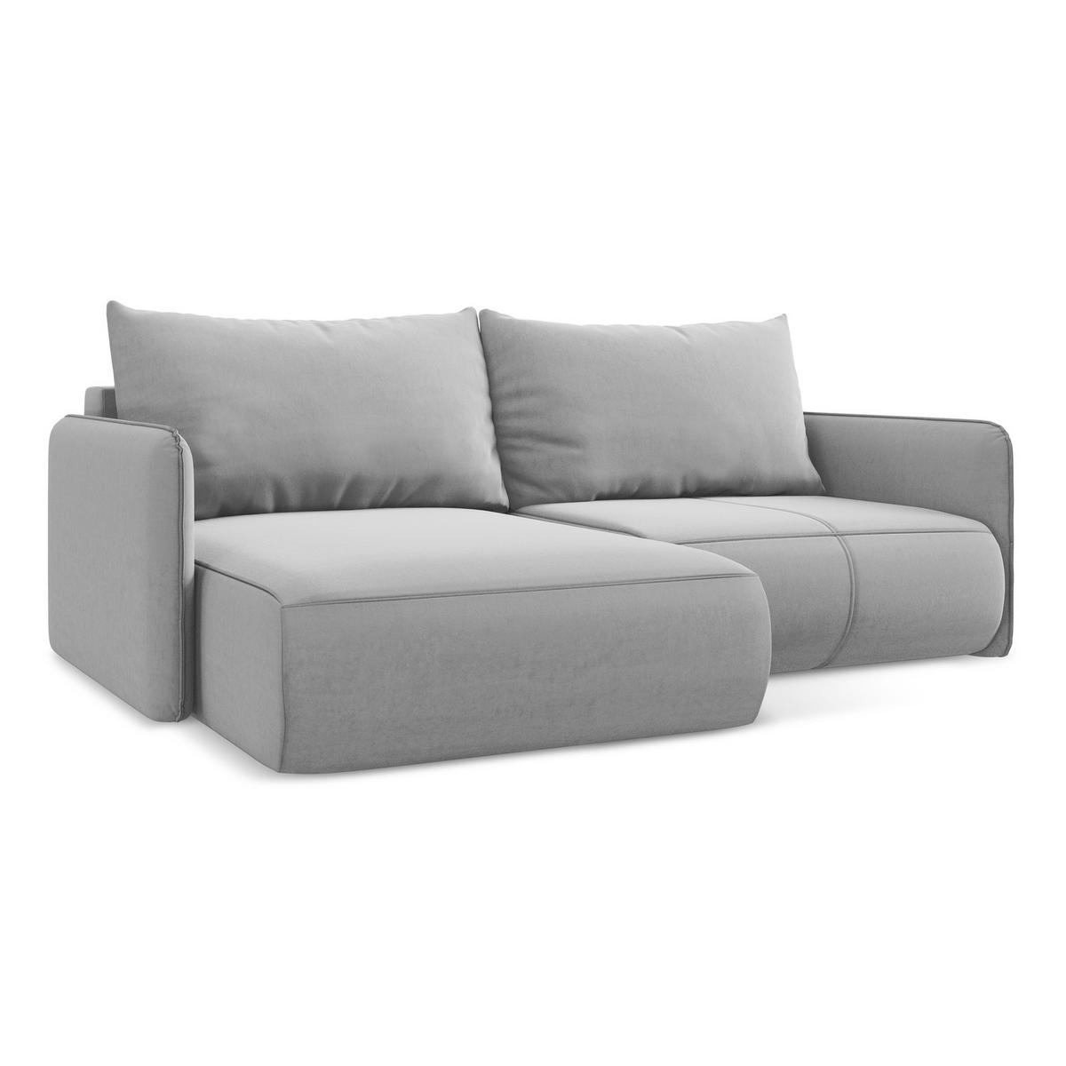 ECKSOFA mit Schlaffunktion Samt Stoff Grau - Schwarz/Grau, Kunststoff/Textil (148/207cm) - LaMiaSofa