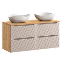 DOPPELWASCHTISCH 120cm Elora Beige und Holz - Braun, Holzwerkstoff (120/59/46cm) - Petits-meubles