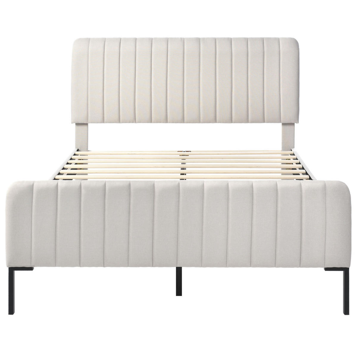 POLSTERBETT 140/200 cm in Grau-Beige mit verstellbarem Kopfteil - Grau, Textil (140/200cm) - Flora Grace