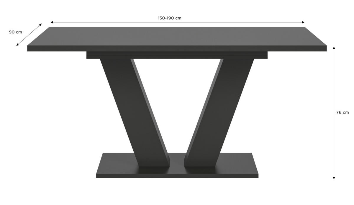 ESSTISCH grau 150 - 190 cm, Küchentisch ausziehbar - Grau, Holz/Holzwerkstoff (150/90/76cm) - Inn.Furn