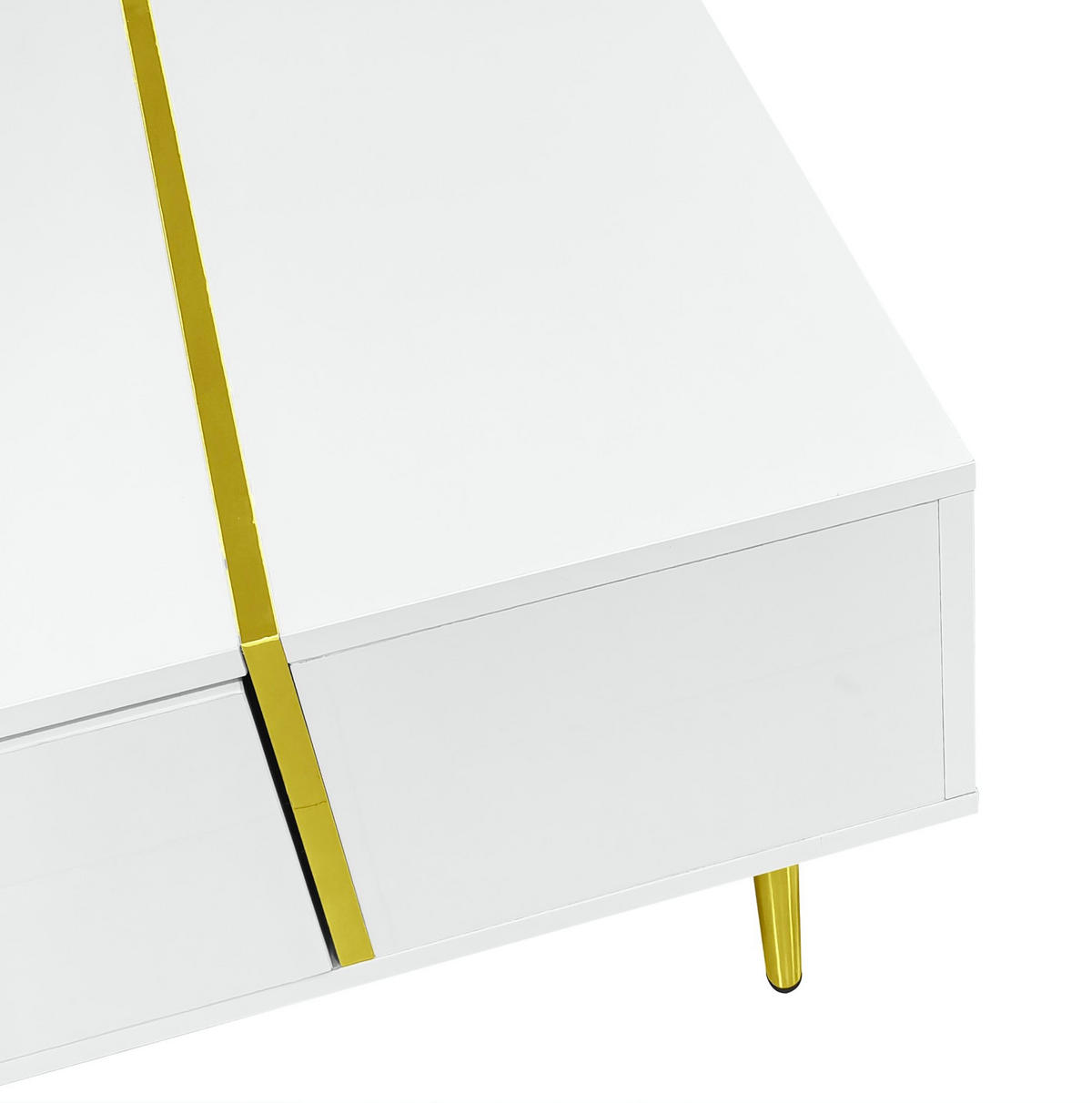 COUCHTISCH 100/60/41.5 cm Weiß Hochglanz aus MDF mit 2 Schubladen - Weiß, Holzwerkstoff (100/60/41.5cm) - OKMYHOME