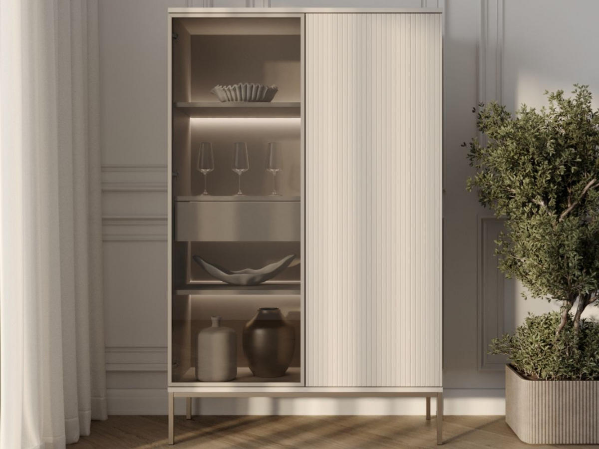 VITRINE Kaschmir 104/166/39 cm Deo - Kaschmir/Champagner, Naturmaterialien/Glas (104/166/39cm) - Graingold