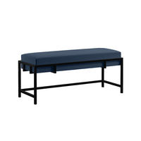 POLSTERBANK LAMO 100 Dunkelblau, Schwarzes Metallgestell - Schwarz/Dunkelblau, Textil/Metall (100/45/35cm) - Bettso