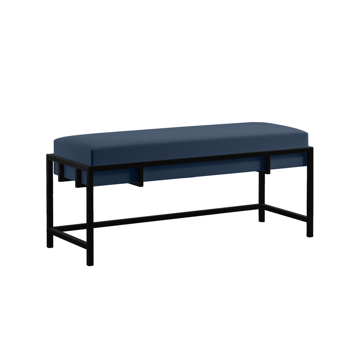 POLSTERBANK LAMO 100 Dunkelblau, Schwarzes Metallgestell - Schwarz/Dunkelblau, Textil/Metall (100/45/35cm) - Bettso