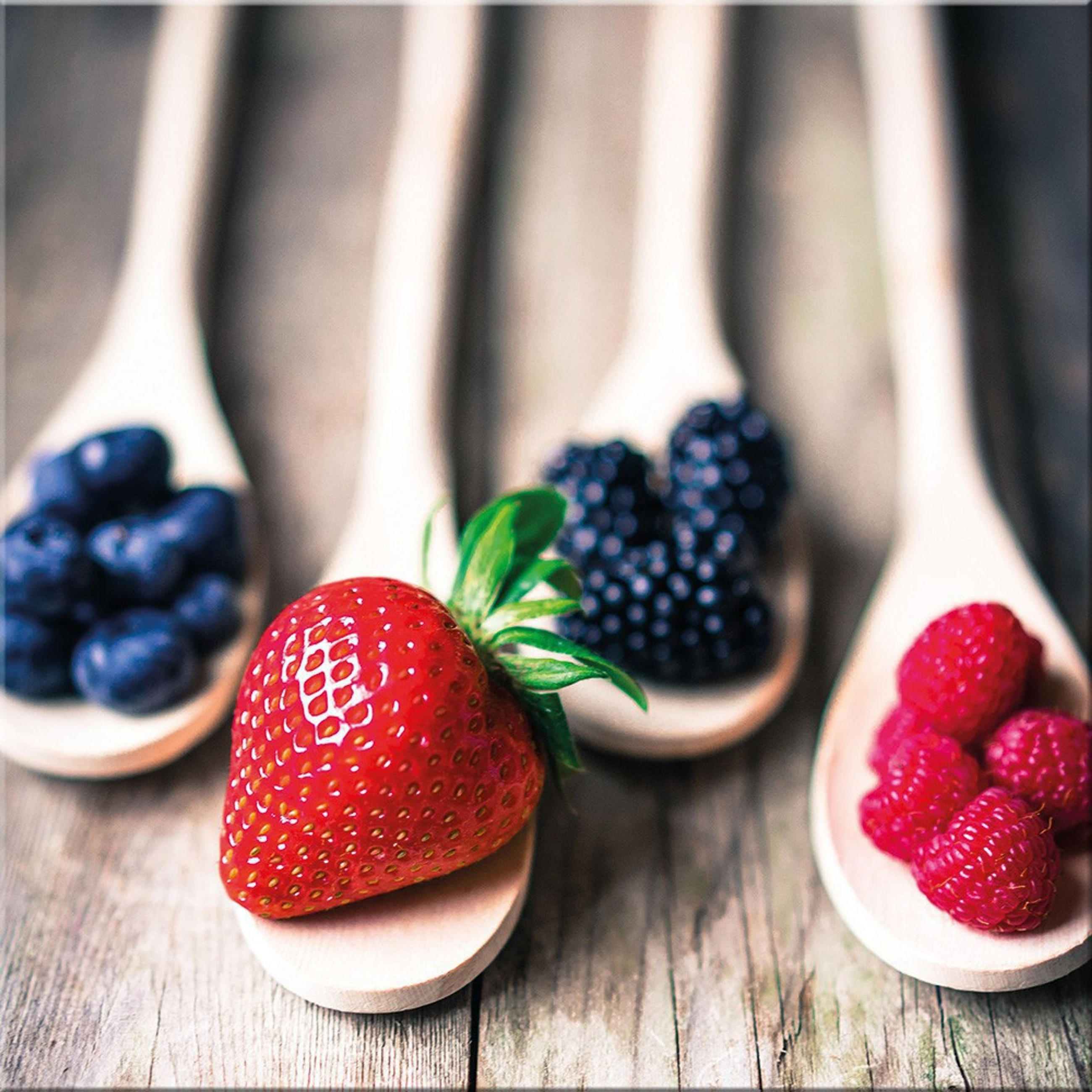 GLASBILD 50x50 cm Küche Beeren rot - Beige, Glas (50/50cm) - artissimo