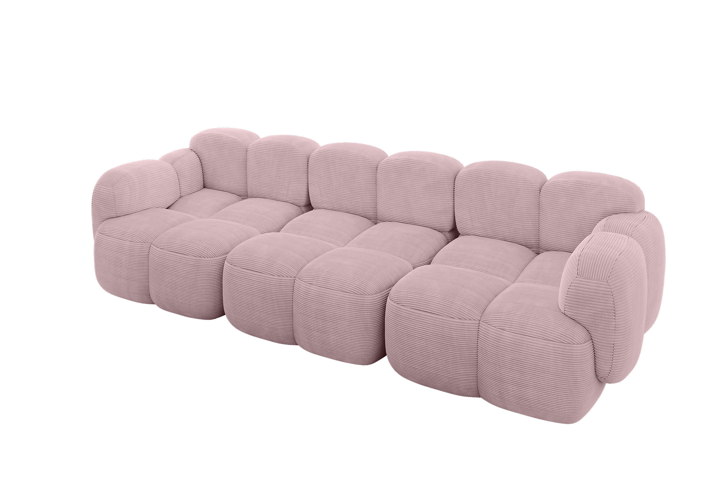 3-SITZER modulares Sofa Miko-S2 300x118x75 cm Rosa Cord - Schwarz/Rosa, Holzwerkstoff/Kunststoff (300/75/118cm) - ALTDECOR