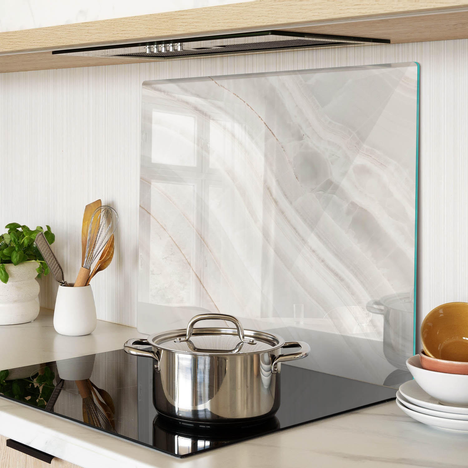 GLASPLATTE 60x52 cm Marmorstruktur - Gelb, Glas (60/0.4/52cm) - TULUP