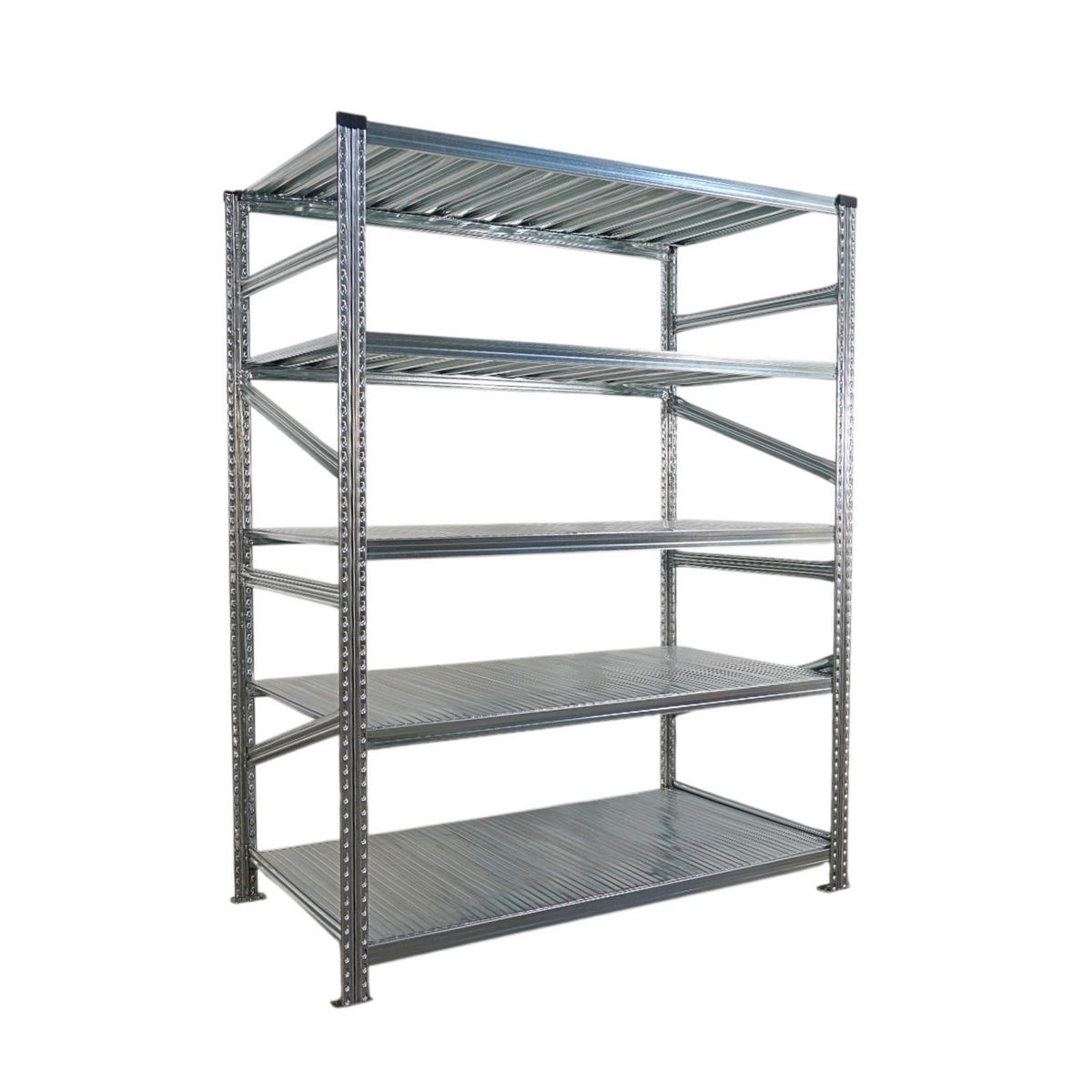 FACHBODENREGAL Proximo Stecksystem 200x150x80cm 5 Ebenen Fachlast 130 kg Beidseitig nutzbar Verzinkt - Silberfarben, Metall (150/200/80cm) - PROREGAL