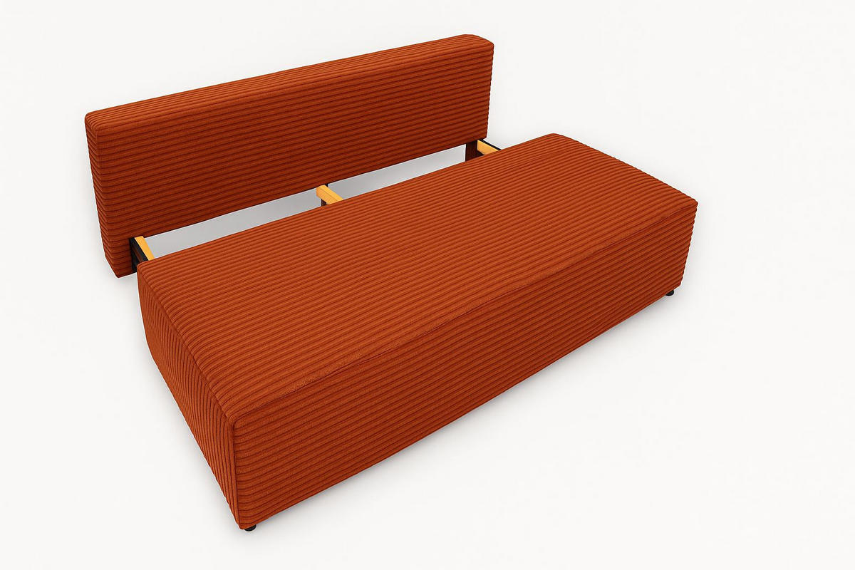 SCHLAFSOFA mit Bettkasten DUO, Stoff Velo, Kupfer - Orange, Holz (198/89/90cm) - Kaiser Möbel