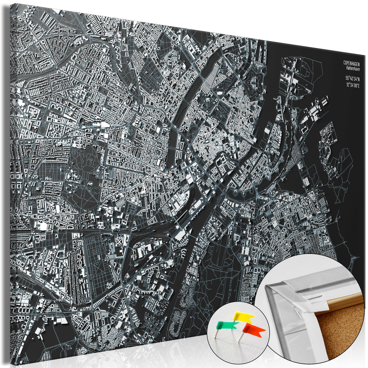 PINNWANDBILDER Schwarz-Weiß 60/40 cm - Schwarz, Naturmaterialien/Textil (60/40cm) - KUNSTLOFT