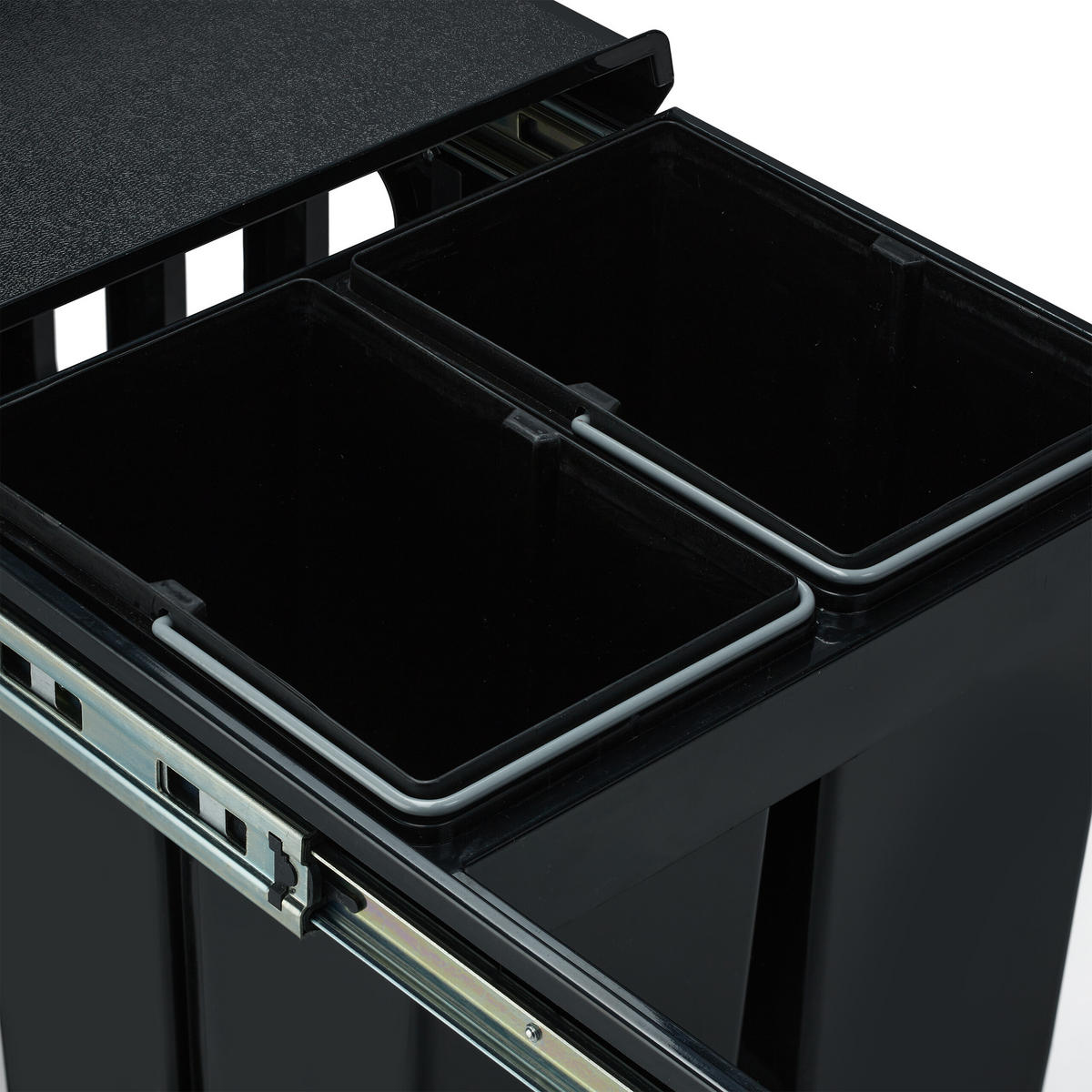 EINBAUMÜLLEIMER - Schwarz, Kunststoff/Metall (34.3/35.1/48cm) - Relaxdays