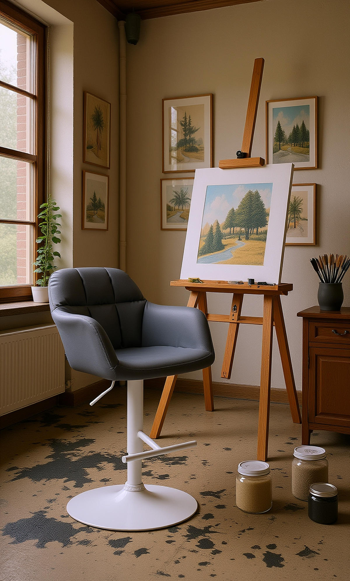 BARHOCKER Nardo Kunstleder weiß grau - Weiß/Grau, Kunststoff/Metall (57/118/59cm) - TPFLiving
