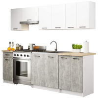 BUCĂTĂRIE fără electrocasnice Alb, beton 203/240/46 - alb, compozit lemnos (240/203/46cm) - RAUMHIRSCH FURNITURE