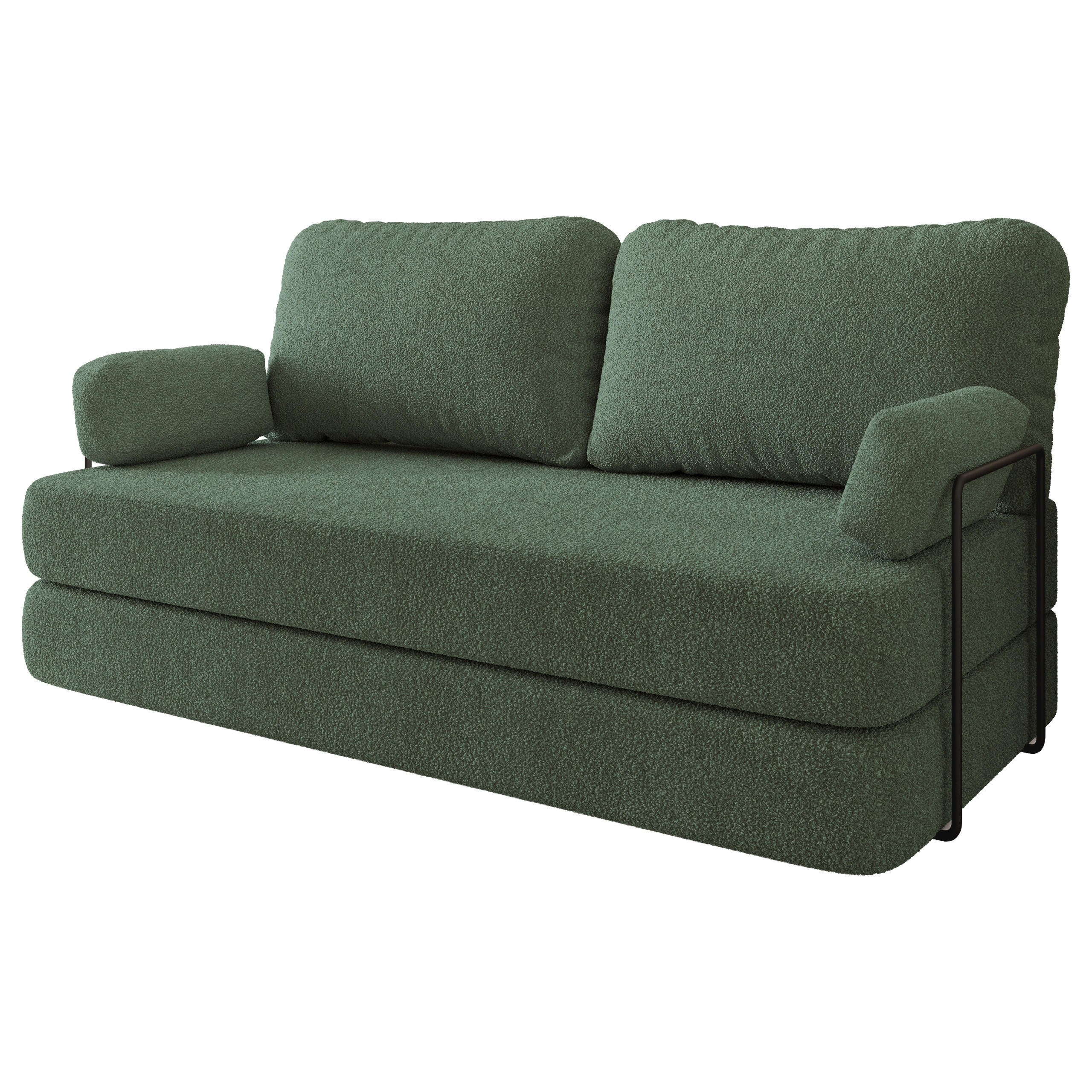 BETTSOFA NIKSI aus Schaumstoff Bucle-Stoff Grün Schlaffunktion - Grün, Textil (170/86/80cm) - MASSENO