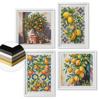 WANDBILDER 4er-Set - 50x50 cm & 40x60 cm Weißer Rahmen - Farbenfrohe abstrakte Zitrusfrüchte - Weiß, Kunststoff (50/50cm) - ArtPrintCave