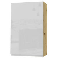 HÄNGESCHRANK Florence W4/60/1 Eiche Artisan / RAL 9003 signalweiß HG 60 / 32,5 / 96cm - Türanschlag links - Weiß Hochglanz/Eiche Artisan, Holz/Holzwerkstoff (60/96/32.5cm) - Feldmann-Wohnen