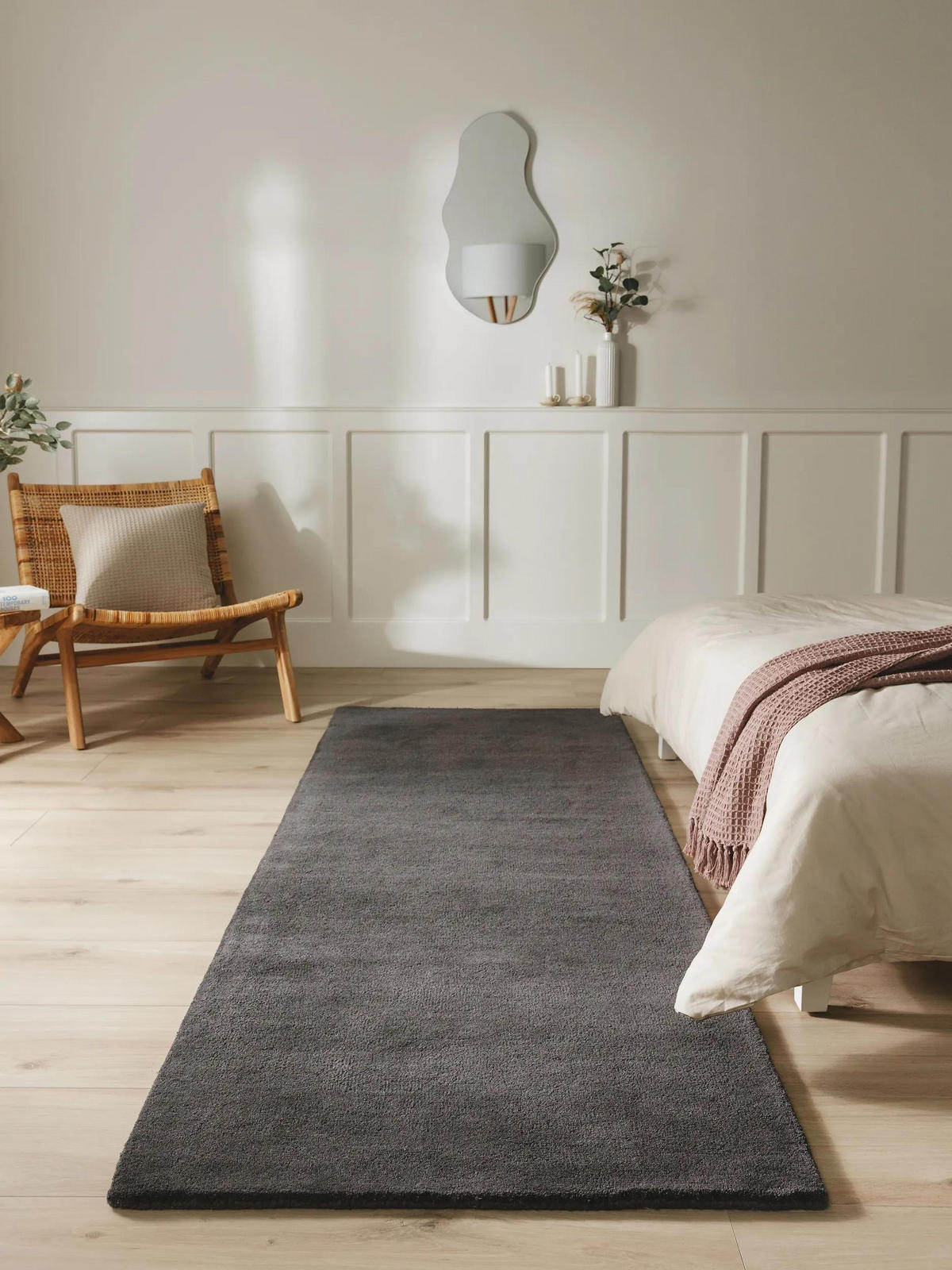 WOLLTEPPICH-LÄUFER Bent Anthrazit 70x200 cm - Anthrazit, Textil (70/200cm) - benuta Nest