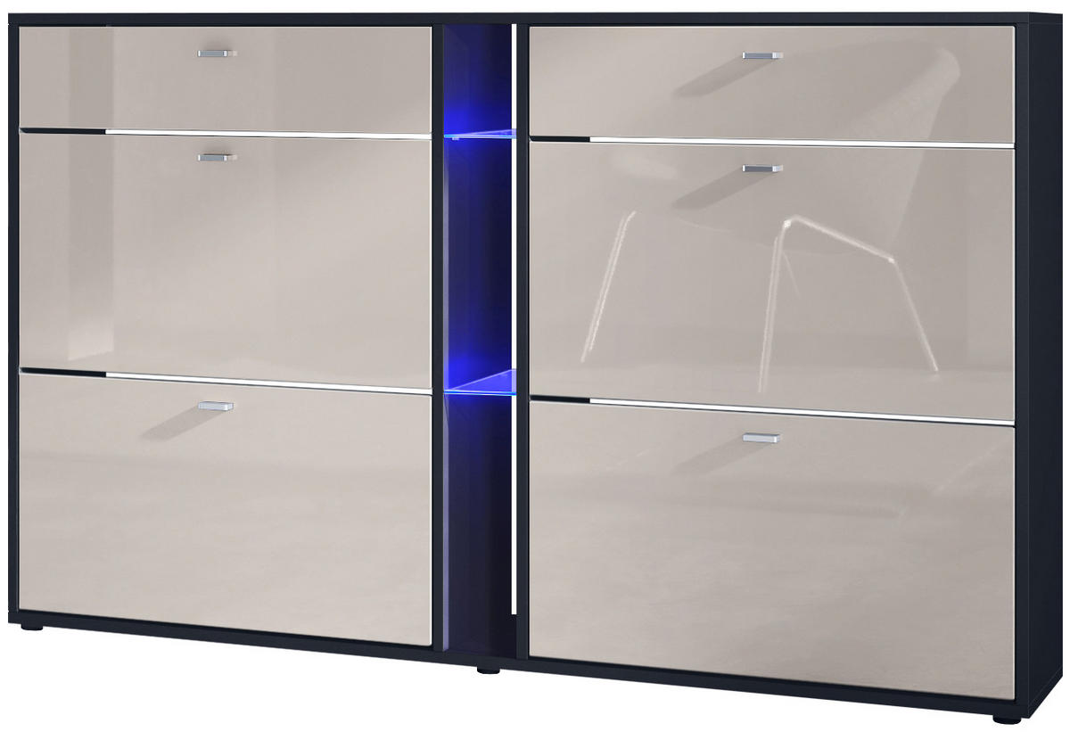 SCHUHSCHRANK Today Fronten in Sandgrau Hochglanz - Sandfarben, Holzwerkstoff (155.5/95/28cm) - Vladon