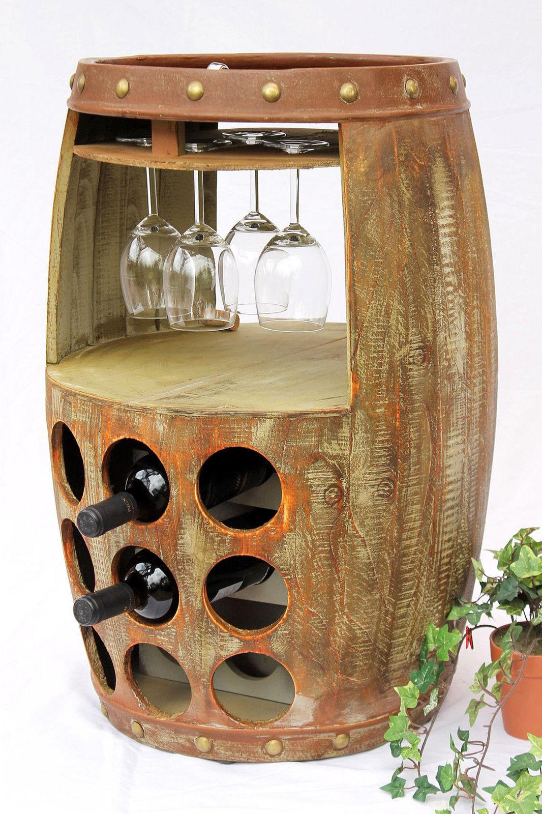 WEINREGAL Weinfass Holz Braun 48/48/70 cm - Braun, Holz (48/70/48cm) - DanDiBo