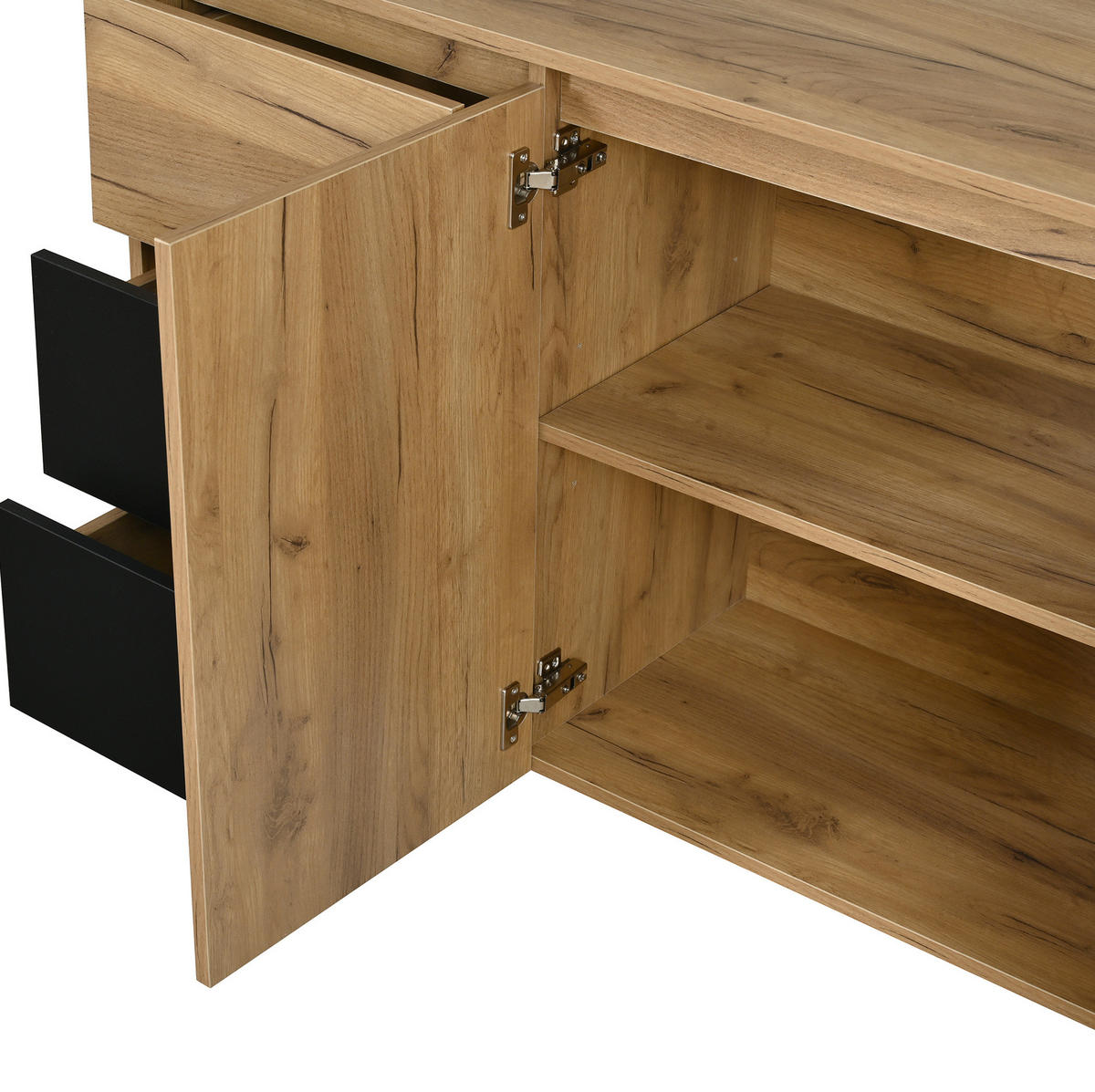 SIDEBOARD 105/40/76 cm Natur/Schwarz aus Spanplatte mit LED-Beleuchtung - Schwarz, Holzwerkstoff (40/76/120cm) - OKMYHOME