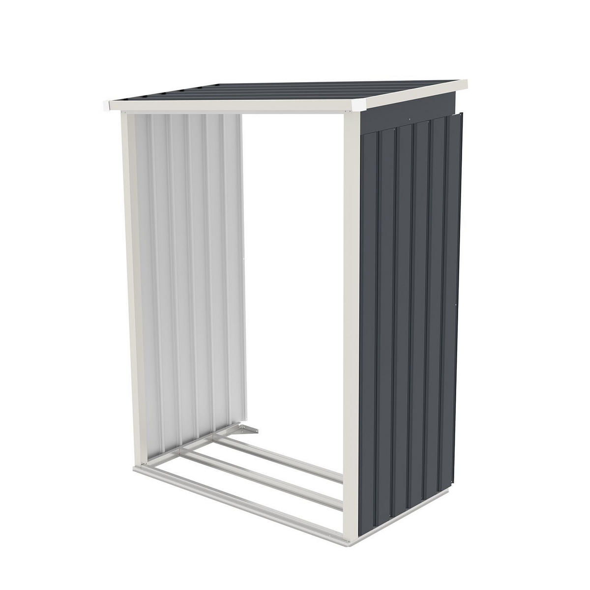 GERÄTESCHUPPEN M mit Holzunterstand links - Anthrazit, Metall (213/173/130cm) - Juskys
