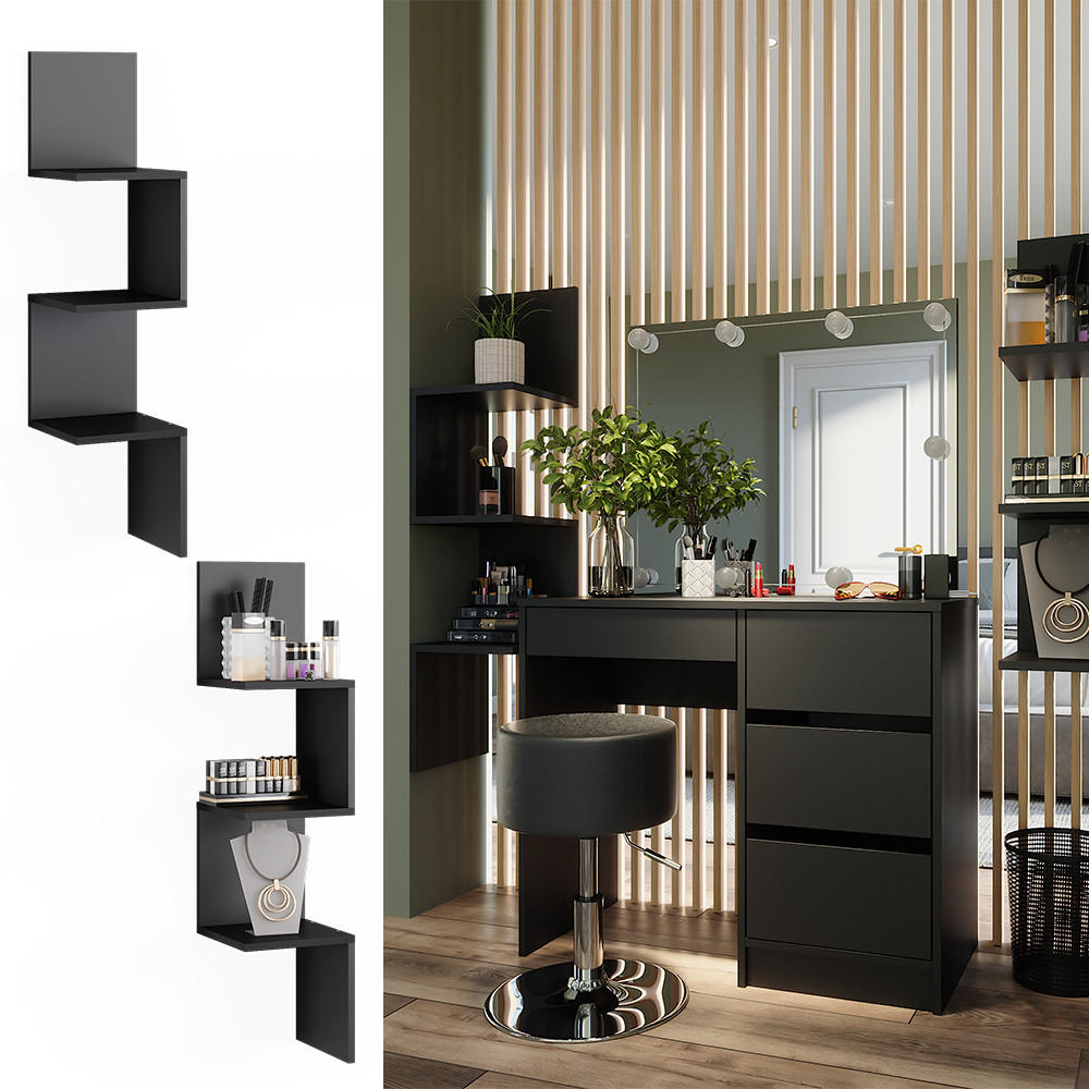 ECKREGAL Paolo Schwarz 28 x 116.4 cm 2er Set - Schwarz, Holzwerkstoff (28/116.4/28cm) - Vicco