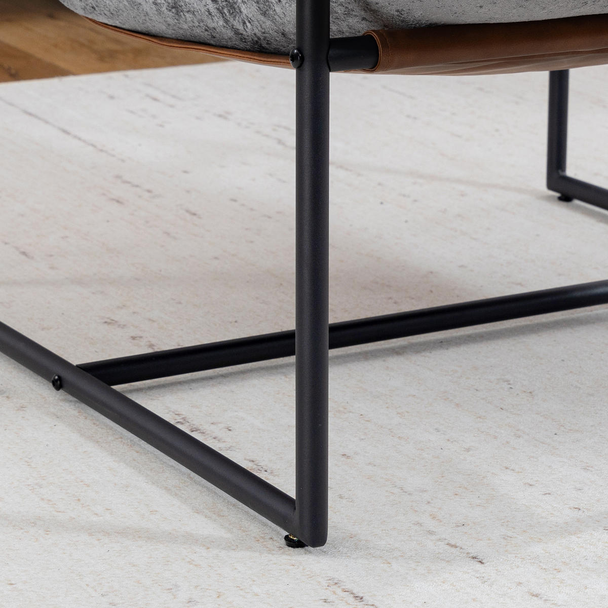 SESSEL DE-13325 breite Sitzfläche & bedruckter Velours Grau - Hellgrau, Metall (77/80/91cm) - ComfortXL
