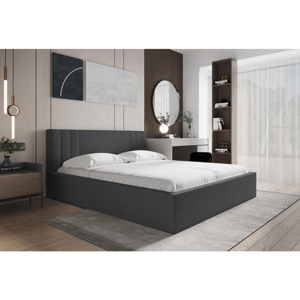 Thumbnail - AX Living Polsterbett, Grau, Textil, Kiefer, Uni, 2-Sitzer, Rechteckig, 180x200 cm, Oeko-Tex®, Oeko-Tex® Standard 100, G...