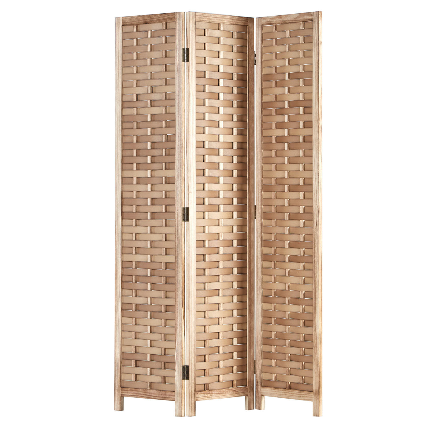 PARAVENT 3-tlg. 120/170 cm Braun Rattan geflochten - Braun, Holz (120/170/2cm) - Homestyle4u